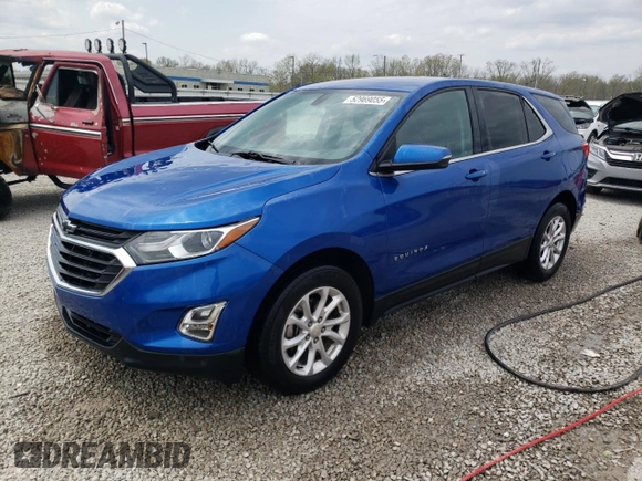 2019 Chevrolet Equinox LT with VIN 3GNAXKEV1KS521408, listed as a Copart auction lot 52969055 with 56,978 mi miles and Salvage Title. Bid and sale history available at DreamBid. Image 1.
