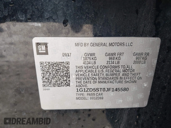 2018 Chevrolet Malibu LT with VIN 1G1ZD5ST0JF145580, listed as a IAAI auction lot 41928184 with 170,566 mi miles and . Bid and sale history available at DreamBid. Image 9.