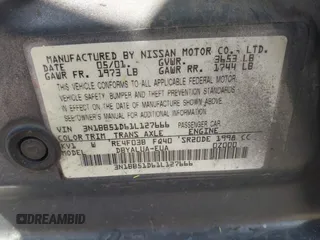 2001 Nissan Sentra SE z VIN 3N1BB51D61L127666, wystawiony jako IAAI lot #42400126 z przebiegiem 190 345 mil mil oraz . Historia ofert i sprzedaży dostępna na DreamBid. Obrazek 9.
