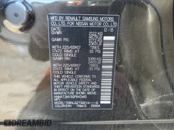 2016 Nissan Rogue SV with VIN KNMAT2MV3GP640461, listed as a Copart auction lot 49015065 with 137,372 mi miles and Salvage Title. Bid and sale history available at carsss.com. Image 13.