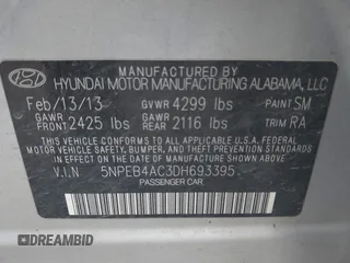 2013 Hyundai Sonata GLS with VIN 5NPEB4AC3DH693395, listed as a IAAI auction lot 40786592 with 147,774 mi miles and . Bid and sale history available at carsss.com. Image 9.