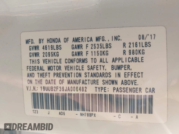 2018 Acura TLX with VIN 19UUB2F39JA006482, listed as a IAAI auction lot 41535369 with 169,146 mi miles. Bid and sale history available at carsss.com. Image 9.