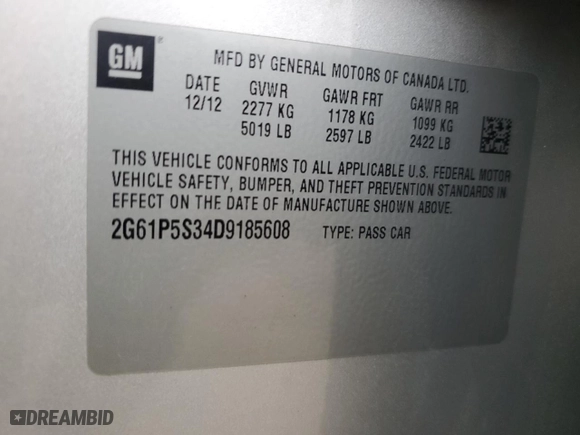 2013 Cadillac XTS Luxury with VIN 2G61P5S34D9185608, listed as a Copart auction lot 47532475 with 145,670 mi miles and Salvage Title. Bid and sale history available at carsss.com. Image 14.