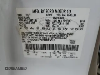 2011 Ford Escape XLS with VIN 1FMCU9C77BKB79526, listed as a Copart auction lot 54004025 with 180,554 mi miles and Clean title. Bid and sale history available at DreamBid. Image 14.