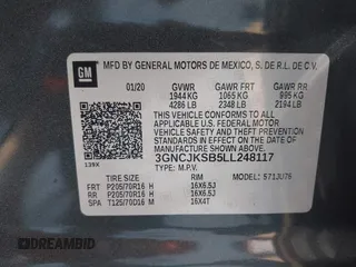 2020 Chevrolet Trax LS with VIN 3GNCJKSB5LL248117, listed as a IAAI auction lot 42390108 with 111,852 mi miles and . Bid and sale history available at DreamBid. Image 9.