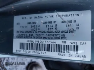 2012 Mazda 3 i Touring with VIN JM1BL1V80C1562564, listed as a IAAI auction lot 41078623 with Not Provided miles and . Bid and sale history available at DreamBid. Image 9.
