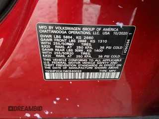 2021 Volkswagen Atlas SE z VIN 1V2HP2CA1MC540023, wystawiony jako Copart lot #45391835 z przebiegiem 63 372 mil mil oraz Szkoda całkowita • Salvage title. Historia ofert i sprzedaży dostępna na DreamBid. Obrazek 12.