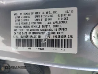 2015 Acura TLX V6 Tech with VIN 19UUB2F51FA017999, listed as a IAAI auction lot 41451757 with 123,619 mi miles. Bid and sale history available at carsss.com. Image 9.