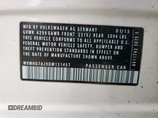 2013 Volkswagen GTI Autobahn с VIN WVWHD7AJ9DW121457, выставлен на аукционе Copart как лот 49073165 с пробегом 156 243 миль миль и Списание • Salvage title. История ставок и продаж доступна на DreamBid. Изображение 13.