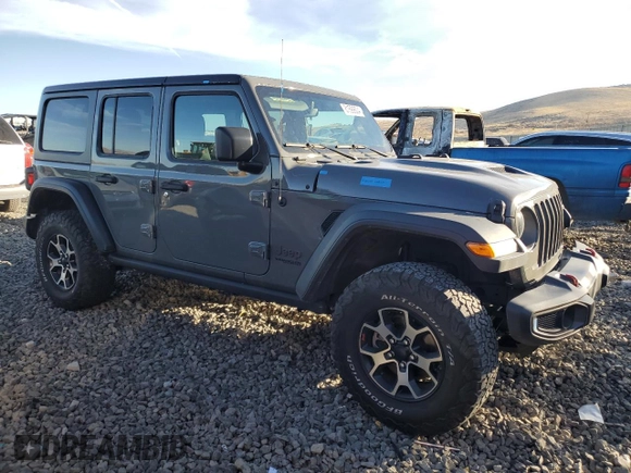 2020 Jeep Wrangler Unlimited Recon with VIN 1C4HJXFN9LW156972, listed as a Copart auction lot 81590604 with 13,834 mi miles and Salvage title. Bid and sale history available at DreamBid. Image 4.