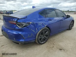 2021 Acura TLX w/A-Spec Package with VIN 19UUB5F56MA004051, listed as a Copart auction lot 46199585 with 58,623 mi miles and Salvage Title. Bid and sale history available at carsss.com. Image 3.