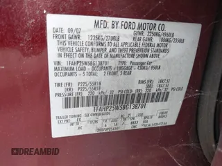 2008 Ford Taurus Limited with VIN 1FAHP25W58G138701, listed as a IAAI auction lot 42736461 with 186,317 mi miles and . Bid and sale history available at DreamBid. Image 9.