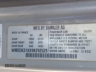 2009 Smart fortwo Passion with VIN WMEEK31XX9K292529, listed as a IAAI auction lot 41836326 with 75,750 mi miles and . Bid and sale history available at DreamBid. Image 9.