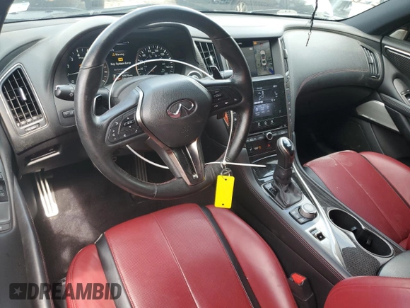 2020 Infiniti Q60 Red Sport 400 with VIN JN1FV7EK0LM400347, listed as a Copart auction lot 61872055 with 68,676 mi miles and Salvage title. Bid and sale history available at DreamBid. Image 8.