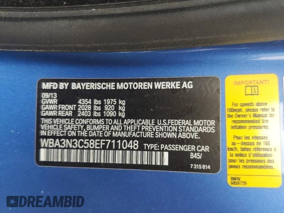 2014 BMW 4 Series 428i с VIN WBA3N3C58EF711048, выставлен на аукционе Copart как лот 51273395 с пробегом Не указан миль и Списание • Salvage title. История ставок и продаж доступна на DreamBid. Изображение 12.