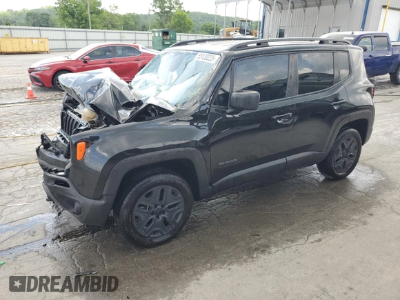 2019 Jeep Renegade Sport with VIN ZACNJBAB4KPK29516, listed as a Copart auction lot 55120225 with 115,727 mi miles and Salvage title. Bid and sale history available at DreamBid. Image 1.