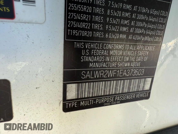 2014 Land Rover Range Rover Sport HSE with VIN SALWR2WF1EA373503, listed as a Copart auction lot 54528205 with 125,895 mi miles and Clean Title. Bid and sale history available at carsss.com. Image 10.