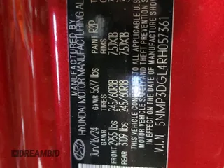 2024 Hyundai Santa Fe XRT z VIN 5NMP3DGL4RH057361, wystawiony jako Copart lot #52801165 z przebiegiem 8 020 mil mil oraz Szkoda całkowita • Salvage title. Historia ofert i sprzedaży dostępna na DreamBid. Obrazek 13.