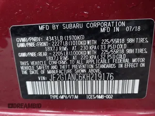 2019 Subaru Crosstrek Limited с VIN JF2GTANC6KH219176, выставлен на аукционе IAAI как лот 42303628 с пробегом 65 327 миль миль и . История ставок и продаж доступна на DreamBid. Изображение 9.