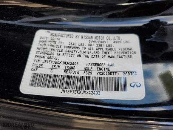 2018 Infiniti Q60 3.0t LUXE with VIN JN1EV7EKXJM342403, listed as a Copart auction lot 47301525 with 116,181 mi miles and Salvage Title. Bid and sale history available at carsss.com. Image 13.