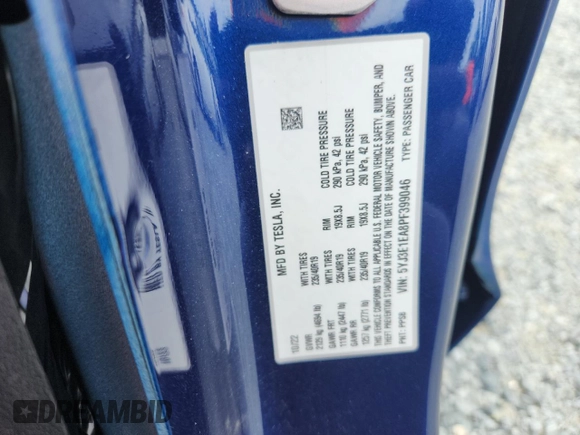 2023 Tesla Model 3 с VIN 5YJ3E1EA8PF399046, выставлен на аукционе Copart как лот 59807575 с пробегом 18 012 миль миль и Списание • Salvage title. История ставок и продаж доступна на DreamBid. Изображение 12.