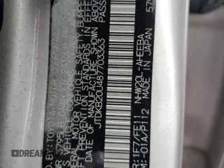 2008 Toyota Prius z VIN JTDKB20U487703363, wystawiony jako Copart lot #58199265 z przebiegiem 76 345 mil mil oraz Szkoda całkowita • Salvage title. Historia ofert i sprzedaży dostępna na DreamBid. Obrazek 13.