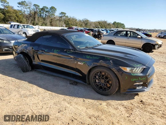 2015 Ford Mustang GT Premium with VIN 1FATP8FF0F5332038, listed as a Copart auction lot 48799725 with 105,866 mi miles and Salvage Title. Bid and sale history available at DreamBid. Image 4.