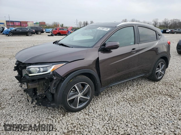 2022 Honda HR-V EX with VIN 3CZRU6H5XNM721391, listed as a Copart auction lot 52780175 with 26,533 mi miles and Salvage Title. Bid and sale history available at carsss.com. Image 1.