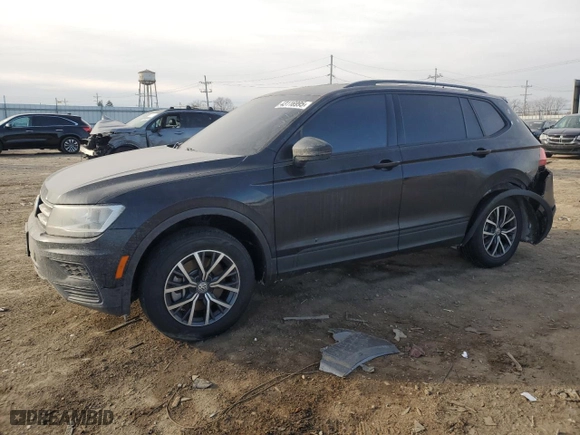 2021 Volkswagen Tiguan S with VIN 3VV0B7AXXMM098764, listed as a Copart auction lot 43116995 with 52,239 mi miles and Salvage Title. Bid and sale history available at carsss.com. Image 1.