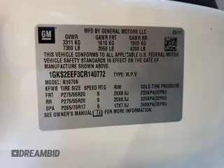 2012 GMC Yukon Denali with VIN 1GKS2EEF3CR140772, listed as a Copart auction lot 69621614 with 207,425 mi miles and Salvage Title. Bid and sale history available at carsss.com. Image 13.