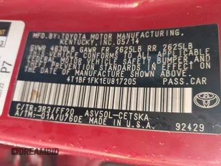 2014 Toyota Camry L with VIN 4T1BF1FK1EU817205, listed as a IAAI auction lot 41753999 with 162,984 mi miles. Bid and sale history available at carsss.com. Image 9.