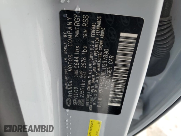 2020 Genesis G80 Sport with VIN KMTFN4JB8LU337890, listed as a Copart auction lot 88788385 with 37,332 mi miles and Salvage title. Bid and sale history available at DreamBid. Image 13.