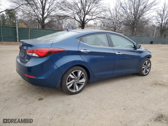 2015 Hyundai Elantra Limited with VIN KMHDH4AE2FU424014, listed as a Copart auction lot 49091015 with 46,928 mi miles and Salvage Title. Bid and sale history available at carsss.com. Image 3.