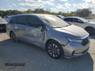 2024 Honda Odyssey EX-L z VIN 5FNRL6H68RB016827, wystawiony jako Copart lot #48412675 z przebiegiem 24 369 mil mil oraz Szkody całkowita. Historia ofert i sprzedaży dostępna na DreamBid. Obrazek 4.