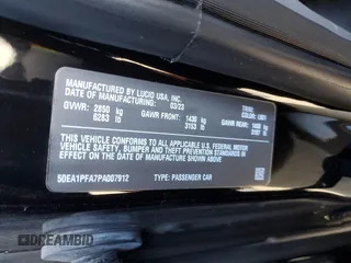 2023 Lucid Air Pure with VIN 50EA1PFA7PA007912, listed as a Copart auction lot 51838045 with 16,661 mi miles and Salvage Title. Bid and sale history available at carsss.com. Image 12.
