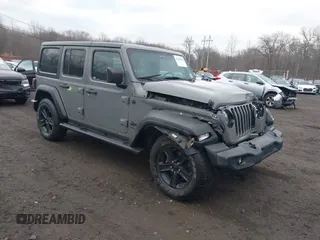 2021 Jeep Wrangler Unlimited Sport S with VIN 1C4HJXDG5MW614688, listed as a IAAI auction lot 41678964 with 89,309 mi miles. Bid and sale history available at carsss.com. Image 1.