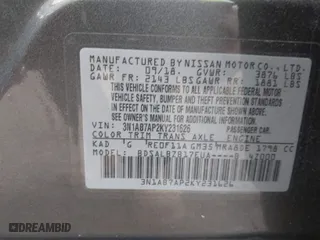 2019 Nissan Sentra SR with VIN 3N1AB7AP2KY231626, listed as a IAAI auction lot 42045323 with 186,437 mi miles. Bid and sale history available at carsss.com. Image 9.