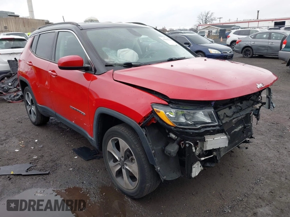 2019 Jeep Compass Latitude with VIN 3C4NJDBB7KT629155, listed as a IAAI auction lot 41812711 with 35,369 mi miles and . Bid and sale history available at DreamBid. Image 1.