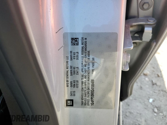 2016 Buick Verano with VIN 1G4PP5SK6G4109468, listed as a Copart auction lot 47263925 with 147,526 mi miles and Salvage Title. Bid and sale history available at DreamBid. Image 12.
