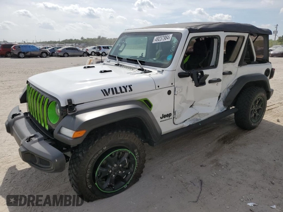 2023 Jeep Wrangler Willys with VIN 1C4HJXDN5PW510494, listed as a Copart auction lot 49237984 with 19,371 mi miles and Non Repairable. Bid and sale history available at DreamBid. Image 1.