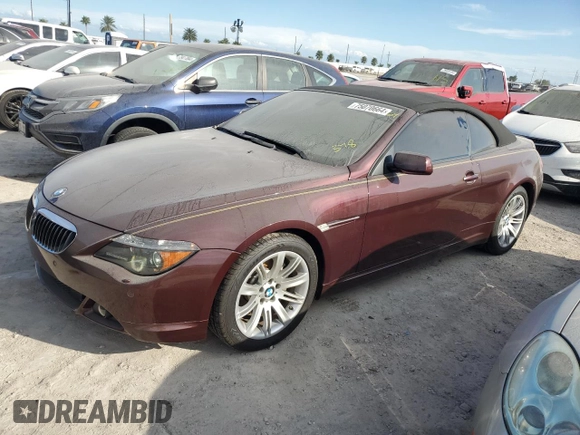 2007 BMW 6 Series 650i with VIN WBAEK13567CN80454, listed as a Copart auction lot 75070664 with 32,610 mi miles and Salvage Title. Bid and sale history available at carsss.com. Image 1.