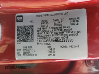 2021 Chevrolet Colorado 2WD Work Truck with VIN 1GCGSBEA9M1293385, listed as a Copart auction lot 55382135 with 39,287 mi miles and Salvage title. Bid and sale history available at DreamBid. Image 12.