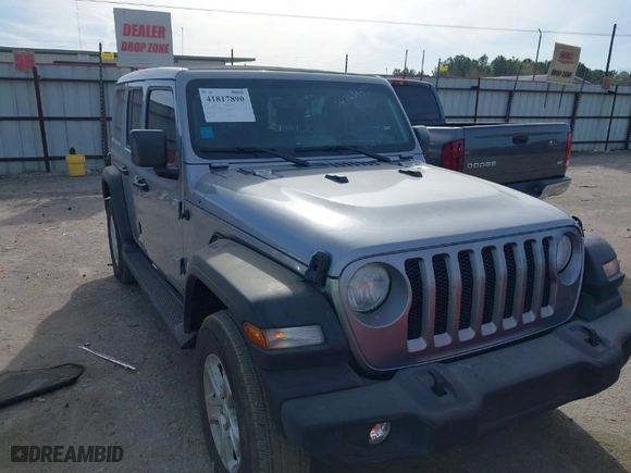 2021 Jeep Wrangler Unlimited Sport S with VIN 1C4HJXDN8MW532307, listed as a IAAI auction lot 41817890 with NaN miles. Bid and sale history available at carsss.com. Image 1.