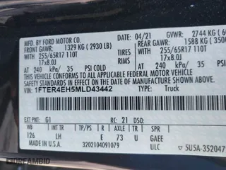 2021 Ford Ranger XL with VIN 1FTER4EH5MLD43442, listed as a IAAI auction lot 40887404 with 84,704 mi miles. Bid and sale history available at carsss.com. Image 9.