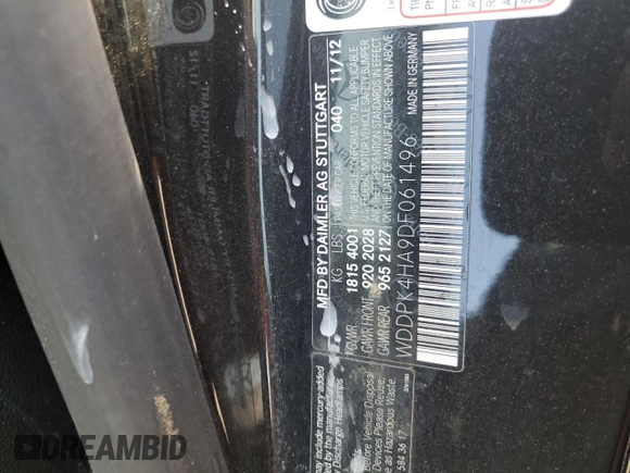2013 Mercedes-Benz SLK 250 with VIN WDDPK4HA9DF061496, listed as a Copart auction lot 78623714 with Not provided miles and Salvage title. Bid and sale history available at DreamBid. Image 12.