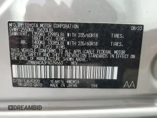 2023 Toyota bZ4X XLE with VIN JTMABACA3PA039663, listed as a Copart auction lot 51595255 with Not Provided miles and Salvage Title. Bid and sale history available at DreamBid. Image 13.