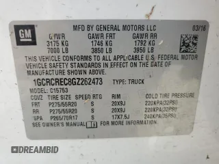 2016 Chevrolet Silverado 1500 LT with VIN 1GCRCREC8GZ262473, listed as a Copart auction lot 53629305 with 135,586 mi miles and Salvage Title. Bid and sale history available at DreamBid. Image 10.