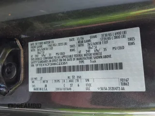 2017 Ford F-150 XL with VIN 1FTEX1CF3HKC23351, listed as a IAAI auction lot 40623873 with 135,670 mi miles. Bid and sale history available at carsss.com. Image 9.