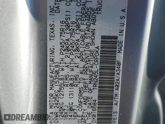 2013 Toyota Tacoma z VIN 5TFUX4EN1DX016584, wystawiony jako Copart lot #48462975 z przebiegiem 130 712 mil mil oraz Szkoda całkowita • Salvage title. Historia ofert i sprzedaży dostępna na DreamBid. Obrazek 14.