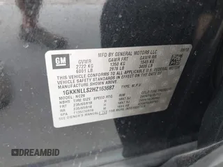 2017 GMC Acadia SLE z VIN 1GKKNLLS2HZ163687, wystawiony jako IAAI lot #42215323 z przebiegiem 124 127 mil mil oraz . Historia ofert i sprzedaży dostępna na DreamBid. Obrazek 9.
